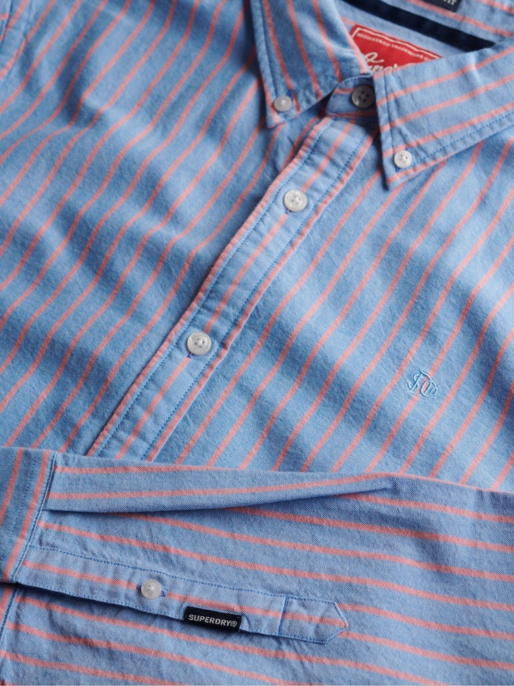 Superdry Blue Classic Oxford Long Sleeve Shirt - Image 7 of 7