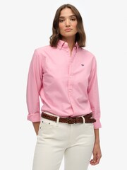 Superdry Pink Slim Oxford Button Down Long Sleeve Shirt - Image 1 of 6