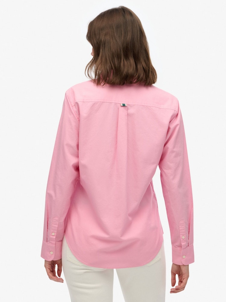 Superdry Pink Slim Oxford Button Down Long Sleeve Shirt - Image 2 of 6