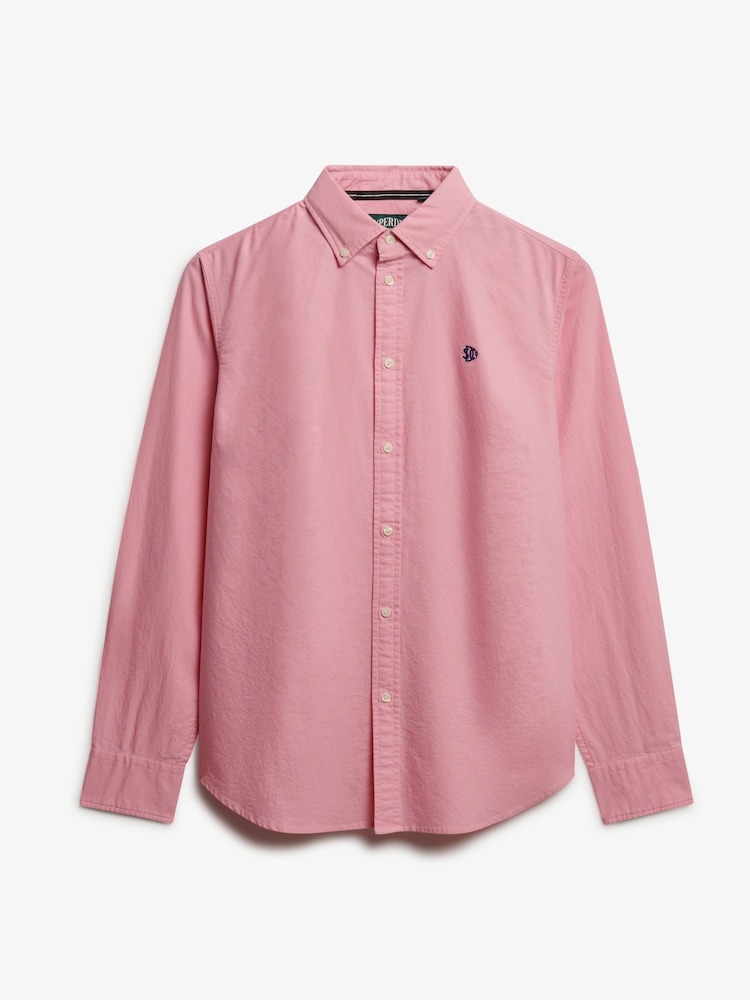 Superdry Pink Slim Oxford Button Down Long Sleeve Shirt - Image 6 of 6
