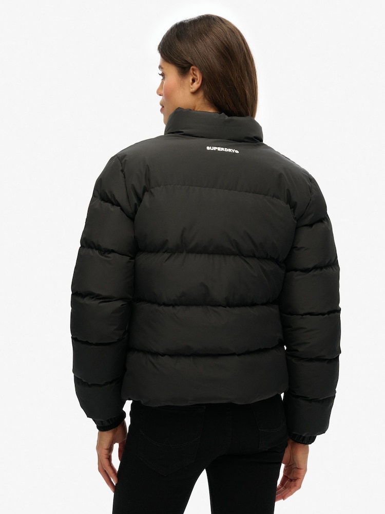 Superdry Black Non Hooded Sports Puffer Jacket - Image 2 of 7