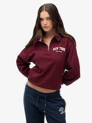 Superdry Red Athletic Essentials Collared Half Zip Sweatshirt - Image 1 of 7