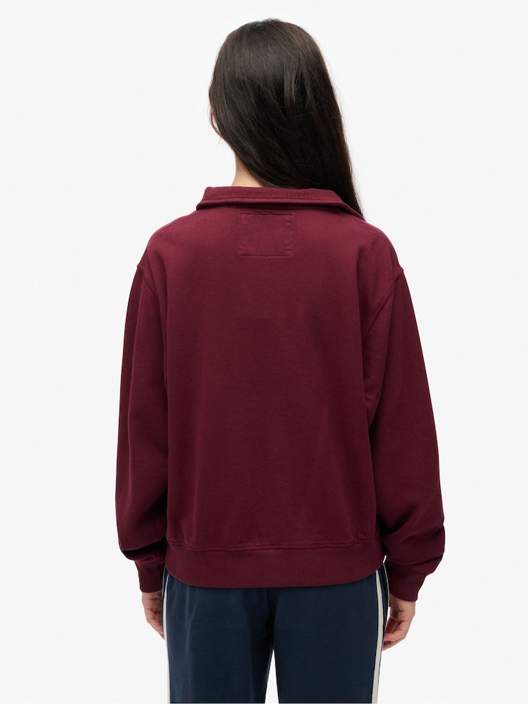 Superdry Red Athletic Essentials Collared Half Zip Sweatshirt - Image 2 of 7