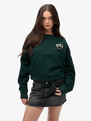 Superdry Green Athletic Essentials Relaxed Crew Neck Sweat top - Image 1 of 7