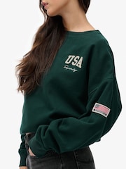 Superdry Green Athletic Essentials Relaxed Crew Neck Sweat top - Image 4 of 7