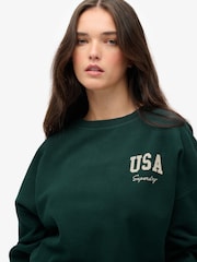 Superdry Green Athletic Essentials Relaxed Crew Neck Sweat top - Image 5 of 7