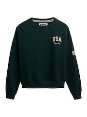 Superdry Green Athletic Essentials Relaxed Crew Neck Sweat top - Image 6 of 7