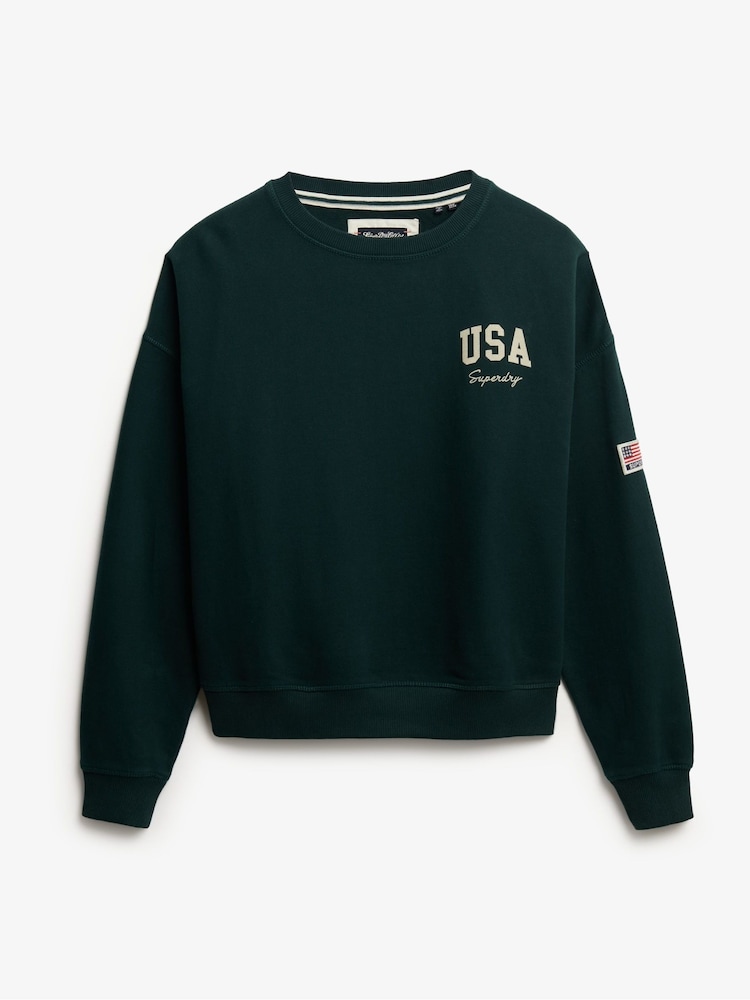 Verde - Moletom com capuz Superdry Athletic Essentials Relaxed Crew - Imagem 8 de 8