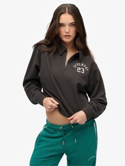Superdry Black Athletic Essentials Collared Half Zip Sweatshirt - Image 1 of 7