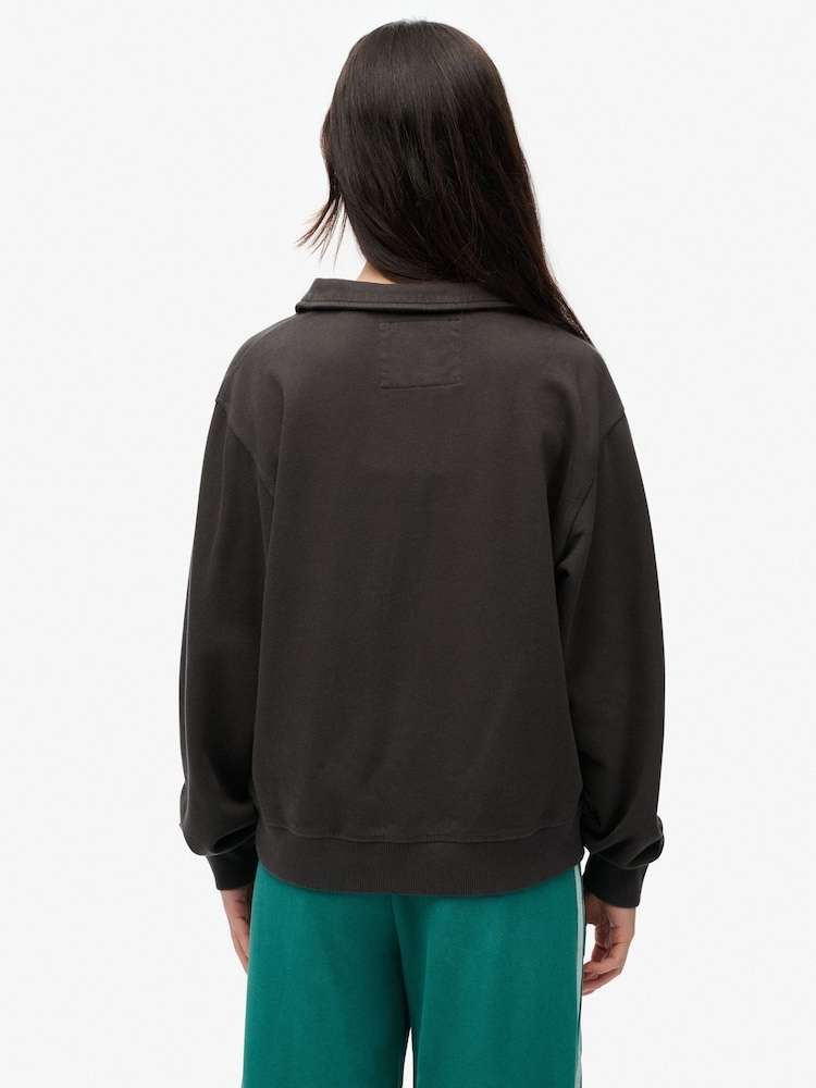 Superdry Black Athletic Essentials Collared Half Zip Sweatshirt - Image 2 of 7