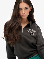 Superdry Black Athletic Essentials Collared Half Zip Sweatshirt - Image 4 of 7