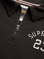 Superdry Black Athletic Essentials Collared Half Zip Sweatshirt - Image 6 of 7