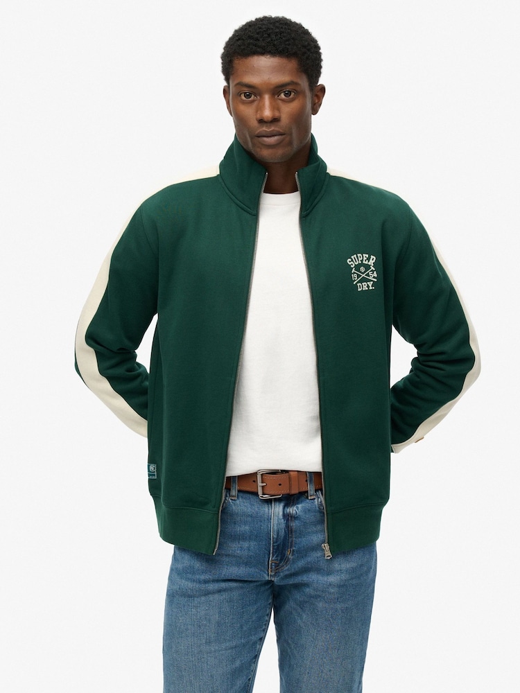 Superdry Green Athletic Club Track Top - Image 2 of 8 Superdry Green Athletic Club Track Top - Image 2 of 8