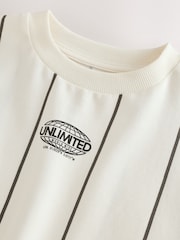 White/Black Stripe Short Sleeve Graphic T-Shirt (3-16yrs) - Image 4 of 4