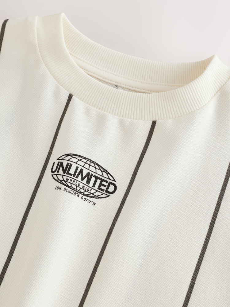 White/Black Stripe Short Sleeve Graphic T-Shirt (3-16yrs) - Image 4 of 4 White/Black Stripe Short Sleeve Graphic T-Shirt (3-16yrs) - Image 4 of 4