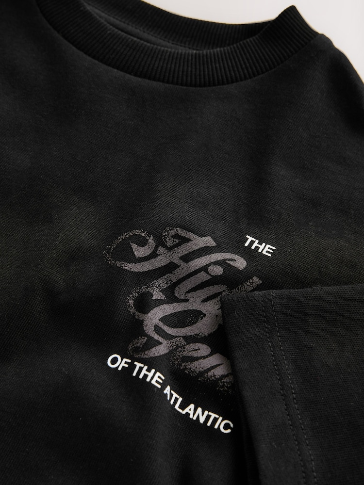 Black Palm Embroidery Short Sleeve Graphic T-Shirt (3-16yrs) - Image 4 of 4