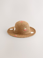 Red Flower Straw Sun Hat (3mths-13yrs) - Image 1 of 5