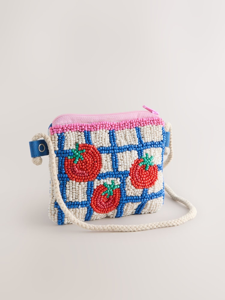 Red/Blue Beaded Tomato Cross-Body Bag - Image 1 of 5