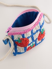 Red/Blue Beaded Tomato Cross-Body Bag - Image 5 of 5