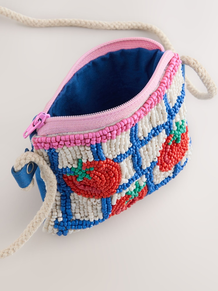 Red/Blue Beaded Tomato Cross-Body Bag - Image 5 of 5