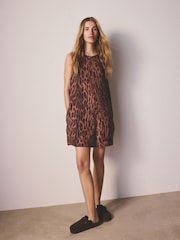 Animal Print Linen Playsuit - Image 1 of 9