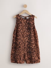 Animal Print Linen Playsuit - Image 7 of 9