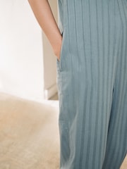 Teal Blue Viscose/Linen Blend Jumpsuit - Image 7 of 7