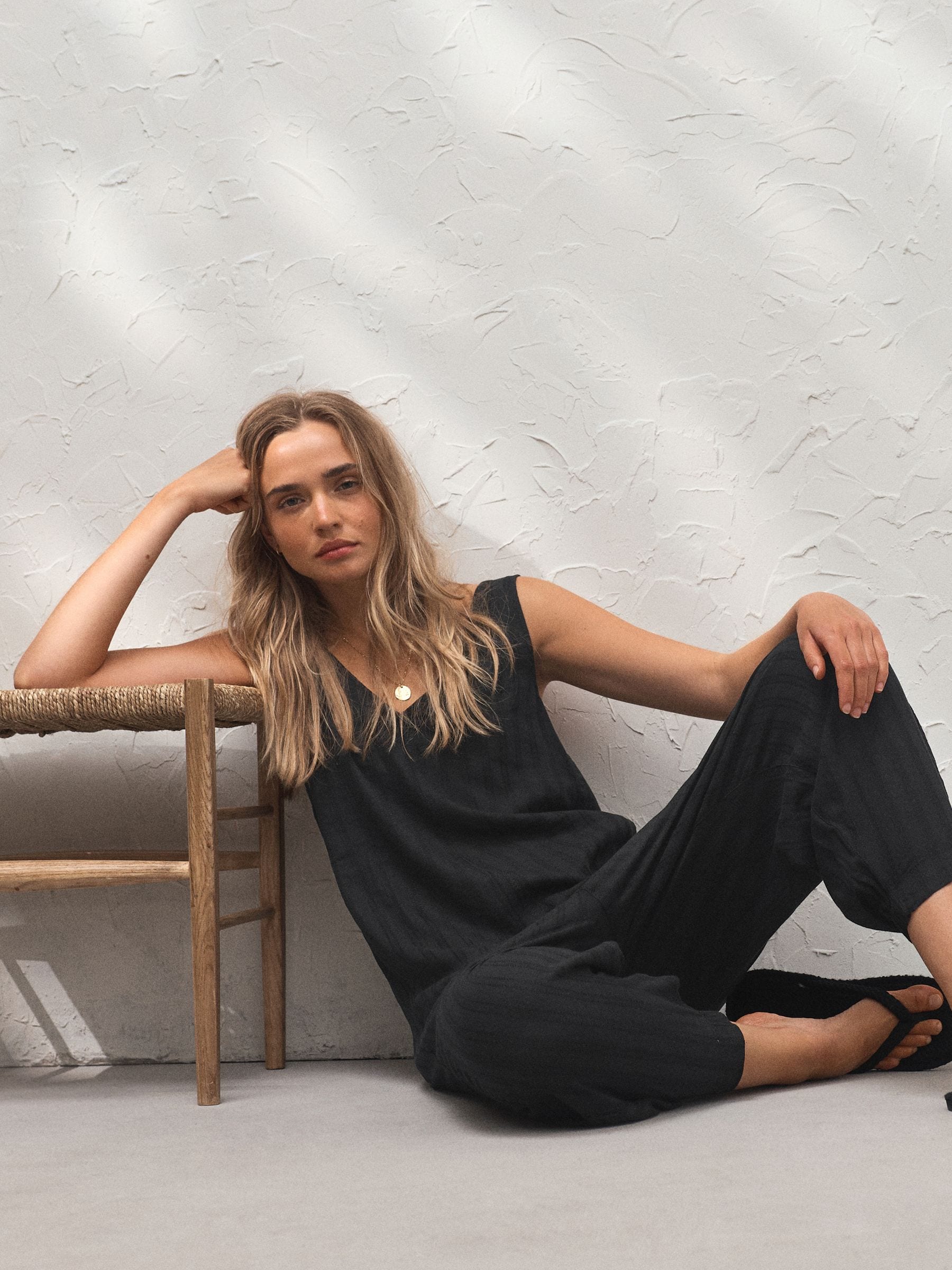 Buy Black Linen Blend Jumpsuit from Next USA