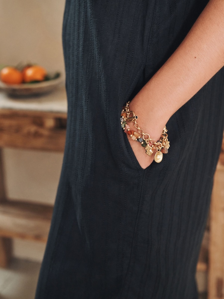 Black Viscose/Linen Blend Jumpsuit - Image 6 of 6