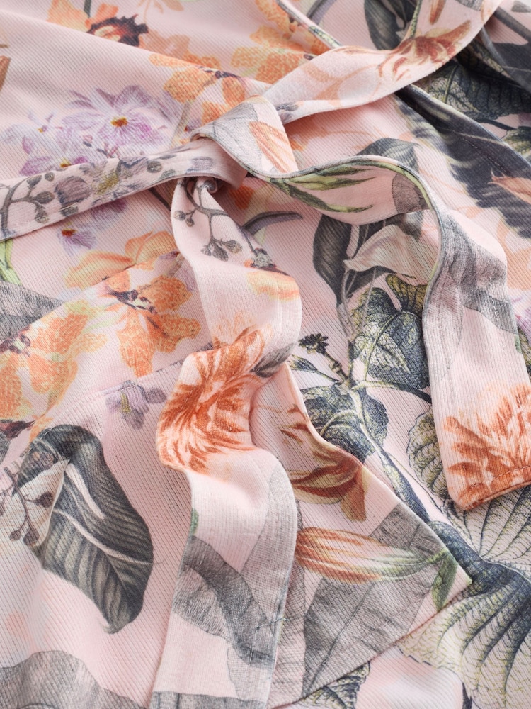 Peach Pink Kew Collection Cosy Lightweight Dressing Gown - Image 8 of 8