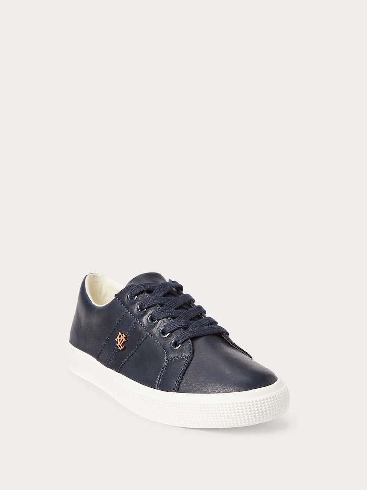 Lauren Ralph Lauren Navy Janson II Nappa Leather Sneakers - Image 2 of 4