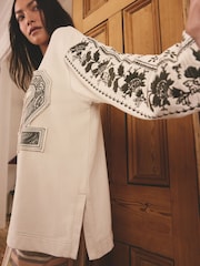 Cream Embroidered Sweatshirt - Image 6 of 7