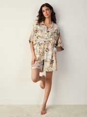 Coral and Blue Linen Scene Shorts - Image 1 of 6