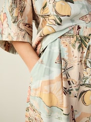 Coral and Blue Linen Scene Shorts - Image 3 of 6