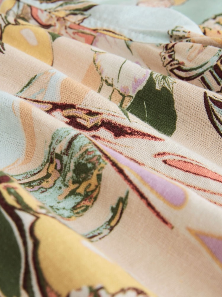 Coral and Blue Linen Scene Shorts - Image 6 of 6