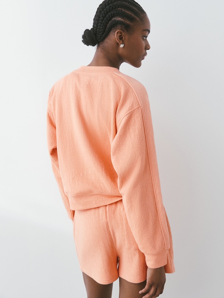 Coral Pink Textured Sweatshirt - Image 2 of 9