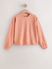 Coral Pink Textured Sweatshirt - Image 7 of 9