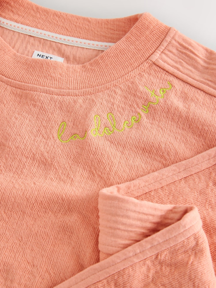 Coral Pink Textured Sweatshirt - Image 9 of 9