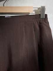 Chocolate Brown Linen Blend Shorts - Image 8 of 8