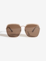 Lipsy Brown Oversized Glitter Metail Frame Sunglasses - Image 1 of 3