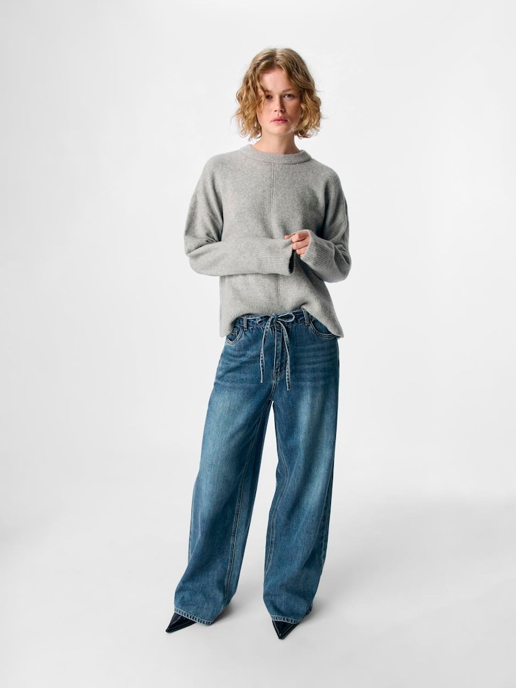 OBJECT Blue Tie Waist Wide Leg Jeans - Image 2 of 4