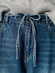 OBJECT Blue Tie Waist Wide Leg Jeans - Image 4 of 4