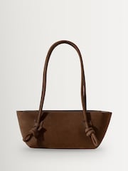 Hereu Studio Brown Fleca Nobuck Baguette Shoulder Bag With Knotted Handle Detail - Image 1 of 4