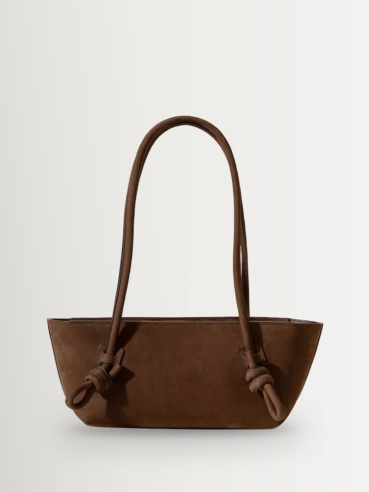 Hereu Studio Brown Fleca Nobuck Baguette Shoulder Bag With Knotted Handle Detail - Image 1 of 4