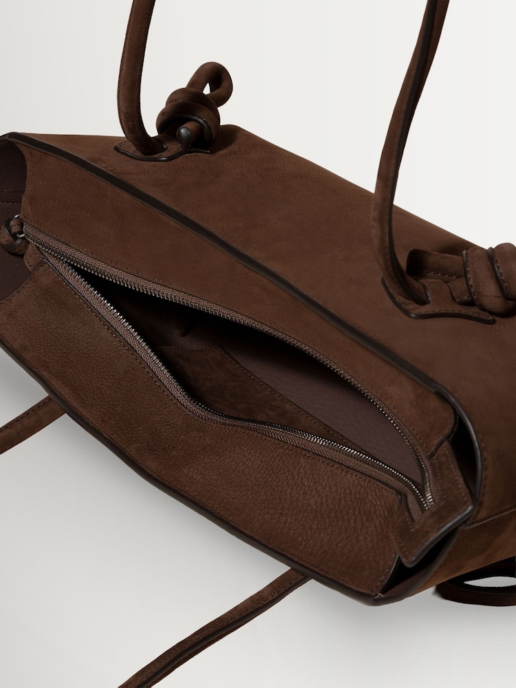 Hereu Studio Brown Fleca Nobuck Baguette Shoulder Bag With Knotted Handle Detail - Image 2 of 4