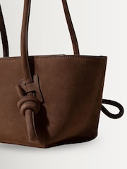 Hereu Studio Brown Fleca Nobuck Baguette Shoulder Bag With Knotted Handle Detail - Image 4 of 4