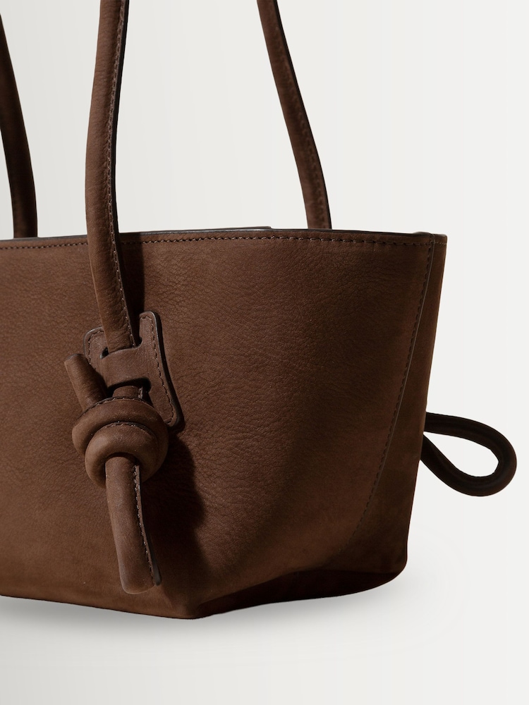 Hereu Studio Brown Fleca Nobuck Baguette Shoulder Bag With Knotted Handle Detail - Image 4 of 4