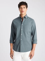 MOSS Teal Blue Washed Oxford Shirt - Image 1 of 4