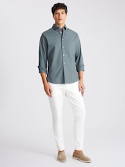 MOSS Teal Blue Washed Oxford Shirt - Image 2 of 4