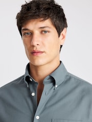 MOSS Teal Blue Washed Oxford Shirt - Image 3 of 4